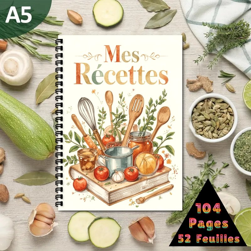 Meal Prep Book - Carnet de recettes A5 en français,
