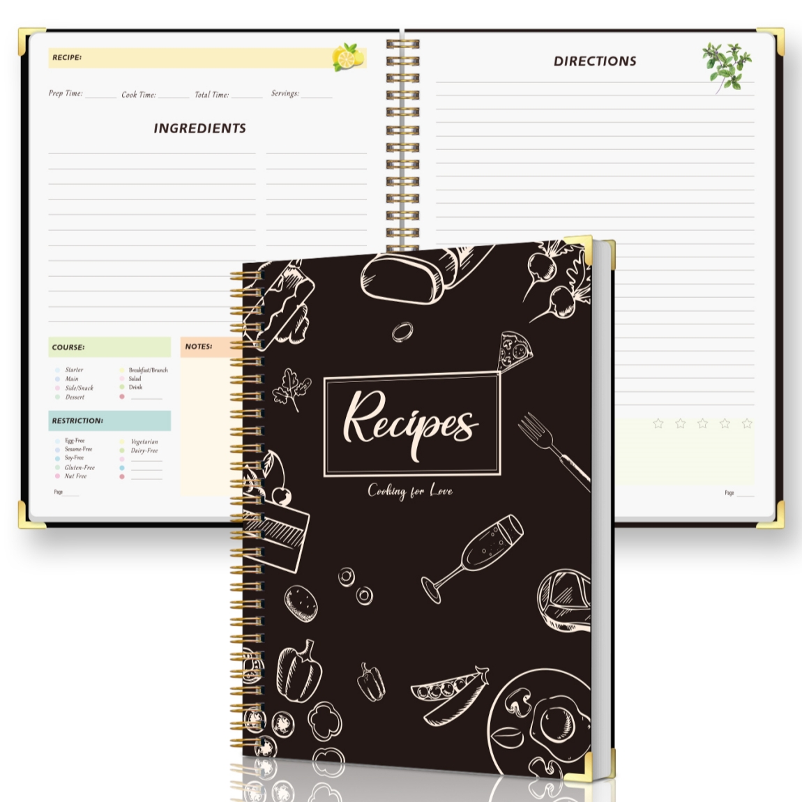Meal Prep Book - Carnet de recettes avec reliure spirale,